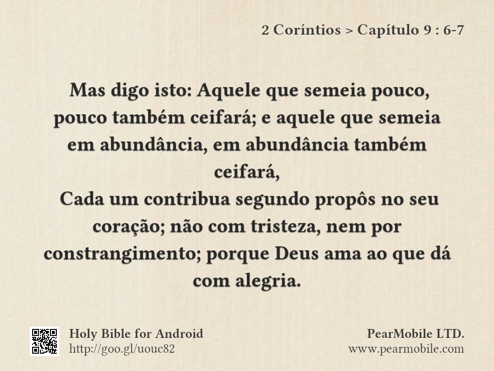 2 Coríntios, Capítulo 9:6-7